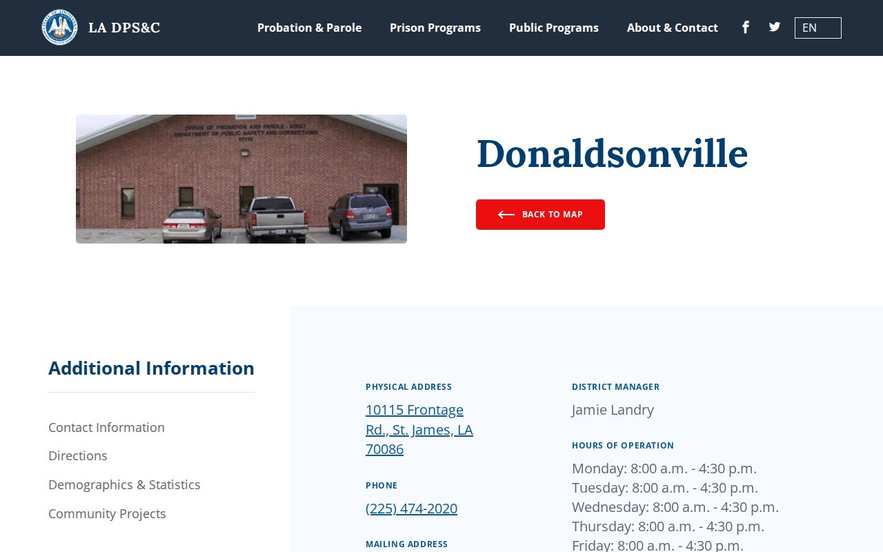 St. John the Baptist Parish post-release supervision office listing